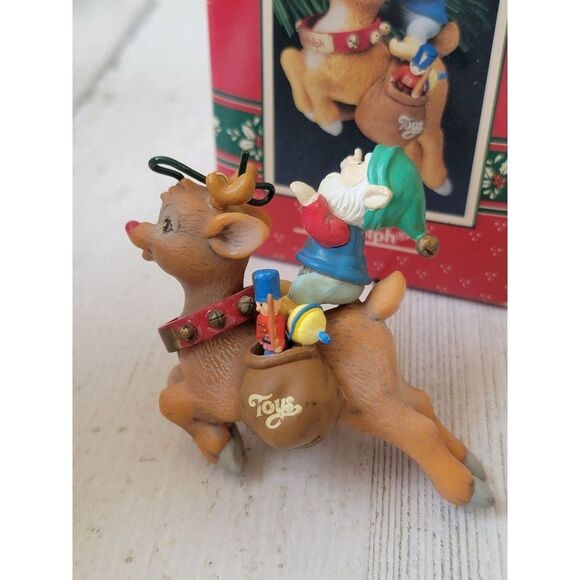 Enesco Rudolph 1991 red nosed reindeer ornament Xmas - Picture 5 of 6